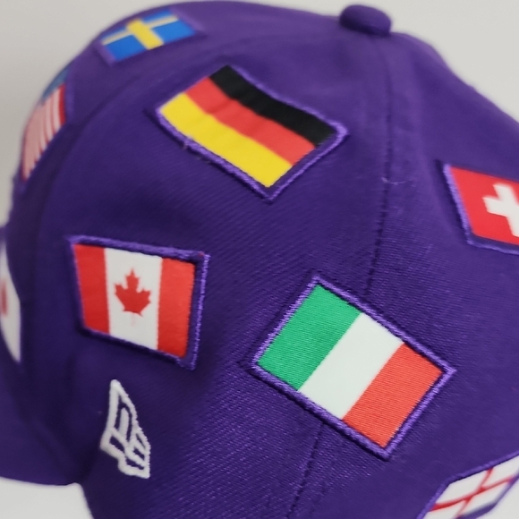 New Era Los Angeles Lakers Purple Snapback Hat Various National Flags - Picture 9 of 12